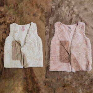 Faded Glory Bundle! Set of Two Fluffy Girls Vests! Size S/CH/6-6X, Used